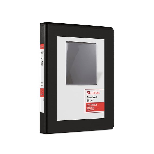 Staples 580932 1/2-Inch Standard 5-1/2-Inch x 8-1/2-Inch Mini View Binder with Round Rings Black