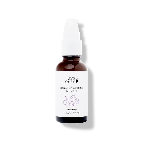 100% PURE Intensive Nourish Facial Oil Hydrating Face & Body Moisturizer Natural Illuminating Dry Skincare for Women & Men - Vegan - 1oz