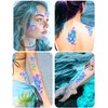 YanZonic Mermaid Scale Temporary Tattoos - 12 Sheets Girls Temporary Tattoos, Charming Mermaid Temporary Tattoos for Kids Adults, Enjoyable Mermaid Birthday Party Favors