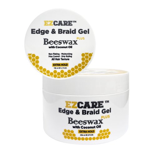 EZCARE Edge & Braid Gel, Beeswax Plus, Coconut Oil/All Hair Texture/Extra Hold (4 fl oz.)