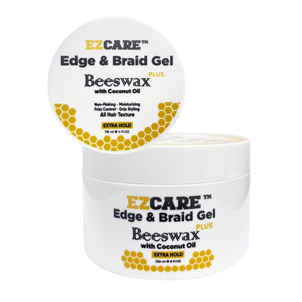 EZCARE Edge & Braid Gel, Beeswax Plus, Coconut Oil/All Hair Texture/Extra Hold (4 fl oz.)