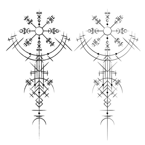 Dopetattoo Thor Six sheets Temporary Tattoos for Men and Women Black Abstract Viking Symbols Isolated on White Background Symbol Rune Signs Nordic Ancient Gothic Fake Tattoo Kits Sets For Neck Hands Leg