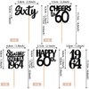 30PCS Black 60th Birthday Cupcake Toppers Glitter Sixty Happy 60th Straight Outta 1964 Cupcake Picks for Cheers to 60 Years 60th Birthday Wedding Anniversary Party Decoration Supplies