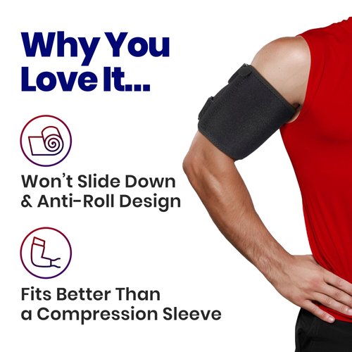 ARMSTRONG AMERIKA Bicep Tendonitis Brace, Bicep Band & Upper Arm Compression Sleeve | Triceps & Biceps Muscle Support For Upper Arm Tendonitis Pain Relief Or Bicep Strains (S/M Bicep 6 to 10")