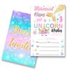 EUDOSI Unicorn Mermaid Birthday Party Invitations Supplies Fill-In Set of 20 with Envelopes Kisses and Unicorn Wishes Birthday Bash Invites Cards, Double Sided