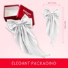 Hibasso 2-Piece Silky Satin Hair Bows Set for Women, Girls with Long Tails and Metal Clips – Aesthetic bow hair clip, Stylish Hair Accessories (Green & White)