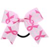 Cheer Hair Bows Breast Cancer Awareness Ribbon Bow Ponytail Holder Pink Out Bow BCA01 (2 Pcs Set-C1)