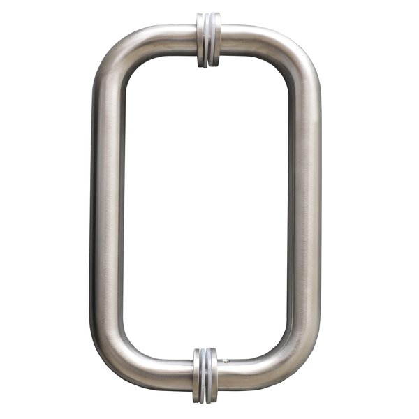 CKB 8" Glass Shower Door Handle, Back to Back Glass Door Pull Handle Compatible with 1/4" to 1/2" Thickness Glass for Frameless Shower Doors, Brushed Nickel with 304 Stainless Steel.