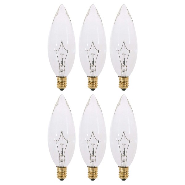 KOR (Pack of 6) 25 Watt Frosted European Base (E14) Torpedo Tip 120V Chandelier Bulbs