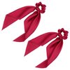 2 Pcs Knotted Bow Satin Hair Scrunchie Hair Scarf with Tail Hair Scrunchies Elastic Hair Scarf Ponytail Holder for Women and Girls (Red)