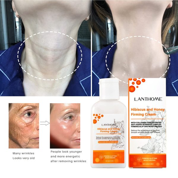 Hibiscus and Honey Firming Cream(60ML), Neck Firming Cream, Skin Tightening Cream, Skin Firming Lotion With Collagen & Hyaluronic Acid, Reduces the Look of Neck Lines,Tightens, Firming& Smooths