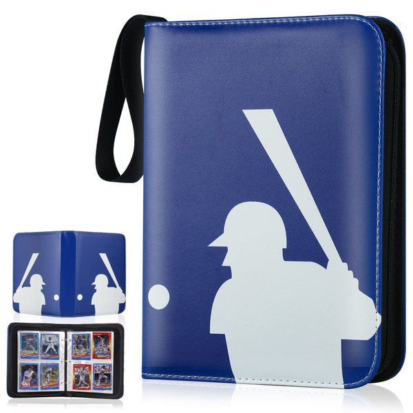 Baseball Card Binder, Trading Card Binder with Sleeves, Sports Card Binder Collectible Trading Card Albums Fits Cards with 50 Removable Sleeves (Blue, 900 Pockets)