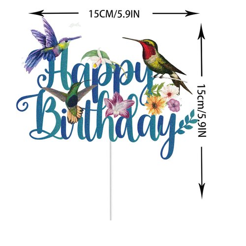 Hummingbird Happy Birthday Cake Topper t Mother's Day Spring Flying Nature Lady Party Supplies For Women Girl Mother Cake Decor