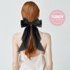 3 PCS Hair Bows for Women Hair Bow Clips Black Bow Hair Ribbons for Women Big Bows Metal Clips French Barrette with Long Tail Satin Ribbon Hairpin Lady Barrettes Scrunchies Ponytail Accessories