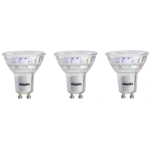 Philips LED GU10 Dimmable 35-Degree Spot Light Bulb: 400-Lumen, 3000-Kelvin, 6-Watt (50-Watt Equivalent), Bright White, 3-Pack