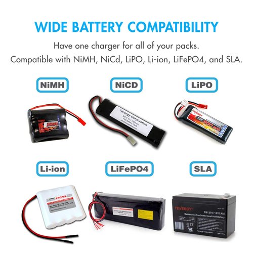 Tenergy TB6AC+80W Balance Charger Discharger, 1S-6S Intelligent Digital Battery Pack Charger for NiMH/NiCd/Li-Po/Li-Fe Packs, LCD RC Battery Charger w/Tamiya/JST/EC3/HiTec/Deans Connectors