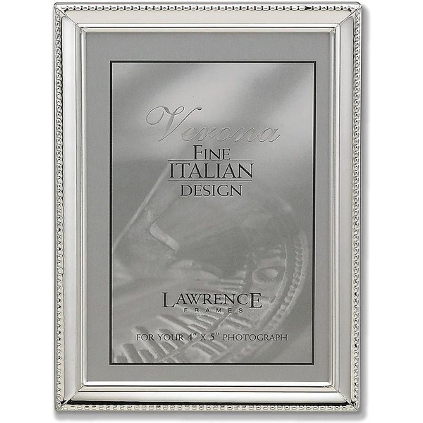 Lawrence 11645 Verona Collection 4-Inch x 5-Inch Metal Silver Picture Frame with Beads