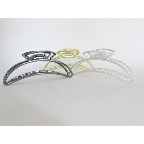 Generic Long silver, gold or dark silver tone metal hair claw clip (Primary color: Gold), 1 Count (Pack of 1)