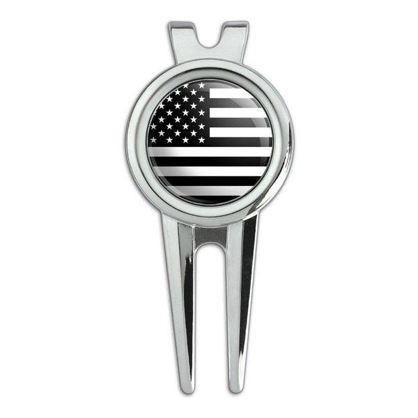 GRAPHICS & MORE Subdued American USA Flag Black White Military Tactical Golf Divot Repair Tool and Ball Marker
