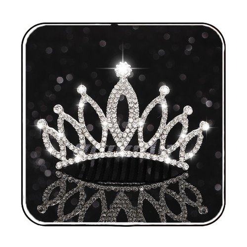 Brishow Mini Tiara Crown Comb Silver Rhinestone Tiara Combs Headpiece Flower Girl Birthday Hair Comb for Girls and Kids