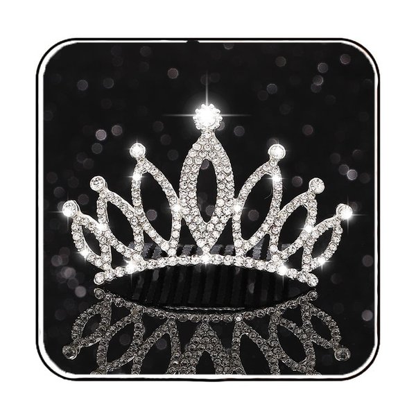 Brishow Mini Tiara Crown Comb Silver Rhinestone Tiara Combs Headpiece Flower Girl Birthday Hair Comb for Girls and Kids