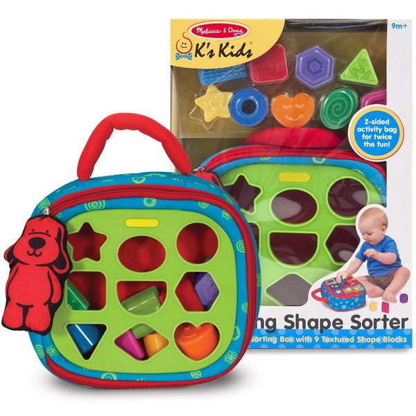 Take-Along Shape-Sorter: Developmental Play Set & 1 Melissa & Doug Scratch Art Mini-Pad Bundle (09185)