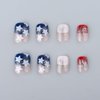 ROFIBUT 4th of July Press on Nails Short Square Fake Nails Glossy Red Blue French Independence Day Full Cover False Nails with white Stars Designs Reusable Glitter Glue on Nails for Woman Girls 24Pcs