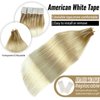 Tape in Hair Extensions Human Hair Omber Highlight Hair Extensions Tape in Human Hair for Women 20inch Beige Blonde Mix Medium Blonde to Platinum Blonde Balayage Straight Human Hair Extensions 20pcs