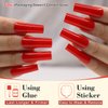Kikmoya Extra Long Square Press on Nails Red Glossy Fake Nails Full Cover False Nail Tips Artificial Nails Acrylic Nails Press-On Manicure Solid Color Stick on Nails for Women and Girls (Red)