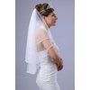Bridal Veil White 2 Tier Elbow Length Edge Trimmed With Beads,Sequins,Crystals