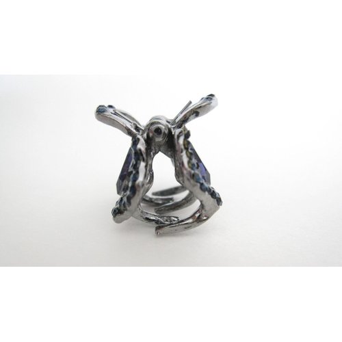 Small mini dark silver blue crystal hair claw clip bridal clip
