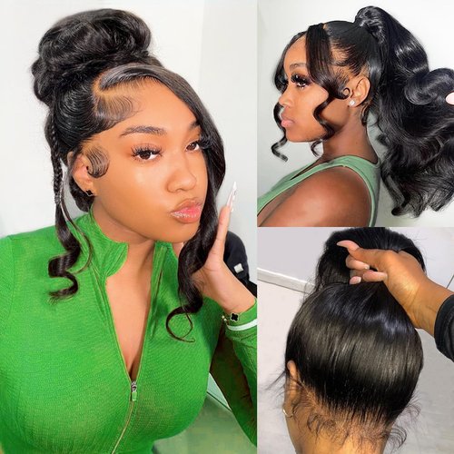 360 Lace Front Wigs Human Hair Pre Plucked, 200 Density Body Wave Frontal 360 Wig Human Hair Full Lace Human Hair Wigs, HD Lace Front Wigs for Black Women Human Hair Glueless with Baby Hair 16 Inch