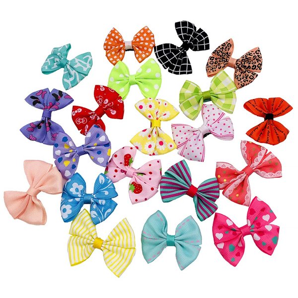 PET SHOW 20pcs Dog Hair Bows with Alligator Clips for Small Medium Dogs Bowknot Hair Clips Cat Puppy Yorkshire Grooming Hair Accessories Assorted