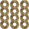 Set of 12 Cheer Shiny Metallic Hair Scrunchies Glitter Ponytail Holder Hair Accessories for Cheerleading Teen Girls College Sports (Gold)