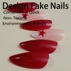LPOODDNU Almond Press-on Nails, 24Pcs Medium Red Star Design, Acrylic False Nails for Women, Glossy Finish, Easy to Use, Ideal for Special Events, 1 Box