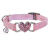 WDPAWS Heart Bling Cat Collar with Safety Belt and Bell Adjustable 8-10 inches for Kitten Cats (Pink)