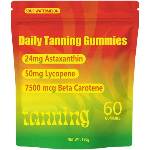 TailTrespass Tanning Gummies, Daily Tanning Gummies with Astaxanthin, Lycopene & Beta Carotene for Skin Health & Glow, Vegan, Non-GMO, 60 Count