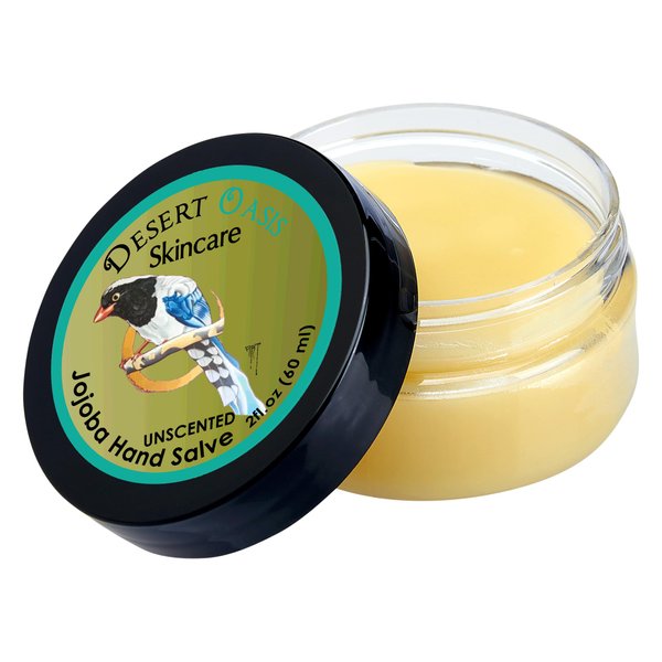 Jojoba Oil Hand Salve. Over 50% Pure Organic Jojoba Oil. Moisturizes Hair, skin, face, hands, feet naturally. Softening formula with Organic Beeswax and Organic Avocado Oil.(2 oz/60gm)