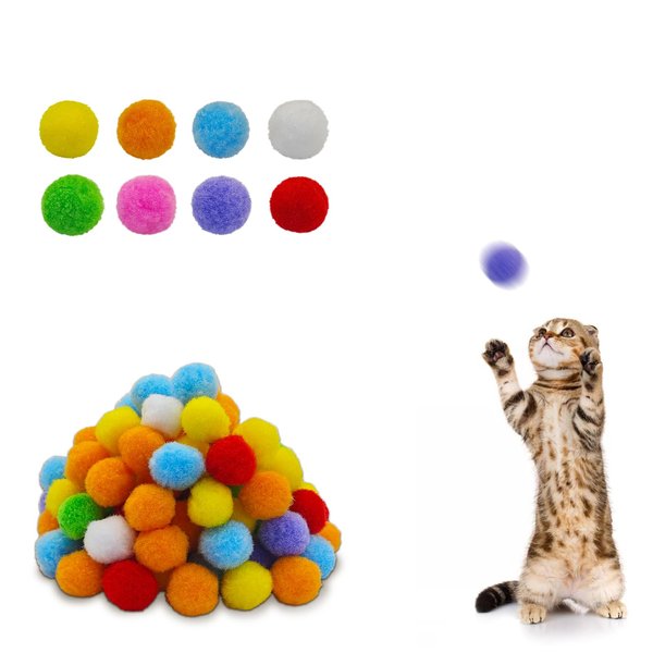 Andiker Cat Sparkle Balls, 1.5 Inches 20pcs Colorful Tinsel Cat Glitter Balls Chew and Chase Cat Pom Pom Balls Interactive and Lightweight Cat Toys for Indoor Cats to Keep Fit and Active (3cm Rainbow)