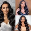 Yacurcur Body Wave Clip Ins Human Hair 8Pcs/Set 120 Gram Body Wave Clip in Hair Extensions 10A Brazilian Virgin Human Hair for Black Women Natural Black Color 16 Inch