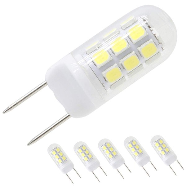 XRZT LED G8 Light Bulb GY8.6 Base Bulb Dimmable 3W Led 120V 20W 35W Halogen Replacement Bulb for Under Counter Kitchen Lighting, Under-Cabinet Light, Puck Light 5-Pack (Daylight White)