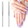 2 Pack 3D Nail Art Brush for Acrylic Powder, Kolinsky Acrylic Nail Brushes Set, Nail Lining Brush Nail Salon Painting Brush Pen with Non-Slip Handle, Silver Metal Nail Art Pen (Size #2#4)