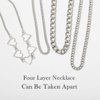 Simple Heart Necklace Lolita Choker Chain Layered Cuban Chunky Silver Chain Necklace for Women Men Girls Chic y2k Clothes Jewelry (Silver 1)