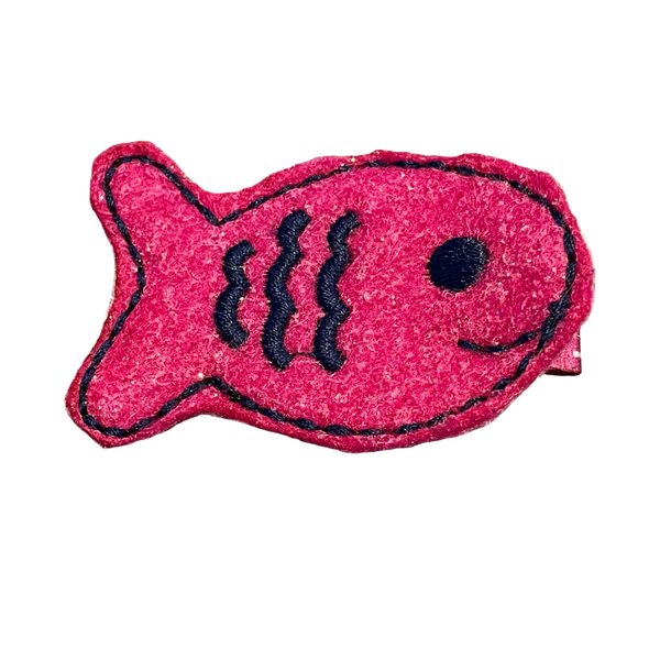 Fish Hair Clip, Felt Hair Clip, Girls Hair Accessories, Nautical, Ocean, Summer, Beach, Pink