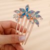 Missgrace Boho Simple Luxury Glitter Sparkly Flower Pink Crystal Rhinestones Hair Side Combs Hairpins Barrettes Bride Hair Clips Accessories for Women Girls (Blue)