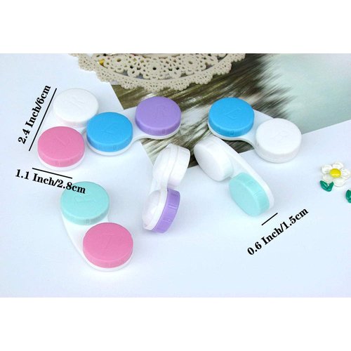 KISEER 12 Pack Colorful Contact Lens Case Bulk Box Holder Container Soak Storage Kit, 6 Color LId