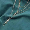 YienDoo Boho Layered Necklace Choker Vintage Gold Rose Cross Pendant Necklaces Statement Multi Layer Cross Necklace Rose Flower Pendant Necklace Chain Jewelry for Women