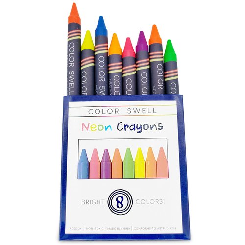 Color Swell Neon Crayon Pack - One Box of Fun Neon Crayons of Teacher Quality Durable for Kids Students Party Favors