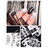 EBANKU 12 Sheets Black White Full Wraps Nail Stickers, Flower Butterfly Retro Pattern Decals French Classic Simple Self Adhesive Decals, for Girl Women Nails Art DIY Decoration