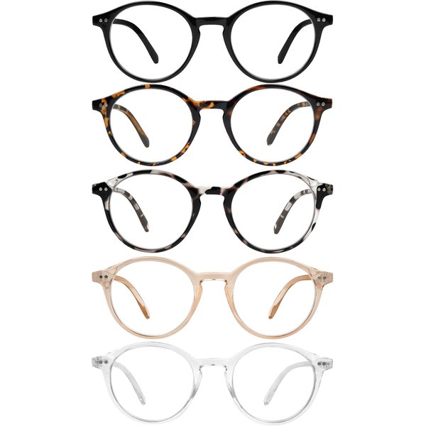 Yogo Vision Blue Light Blocking Glasses Men Women Vintage Computer Glasses Blue Light Protection Round Rim Frame Anti Eyestrain Blue Light Blocker Eyeglasses (5 pack)